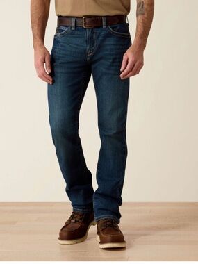 Ariat Rebar M4 Relaxed Boot Men's Straight-Leg Jeans in Dark Blue Wash Sz 36x34